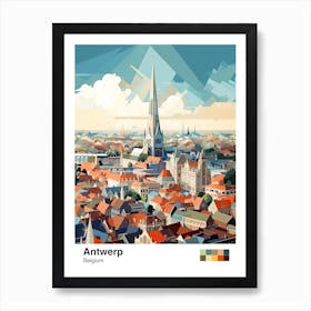 Antwerp, Belgium, Geometric Illustration 4 Poster Art Print