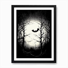 Silhouette Of Bats  Illustration 5 Art Print