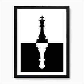 Chess King and Queen Black and white 1 Art Print