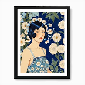 Woman With Flowers Art Print