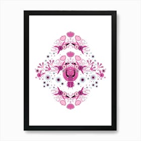 Rhinoceros Beetle, Pink Version On White Background Art Print