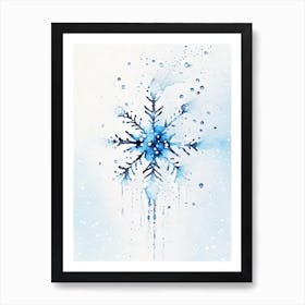 Water, Snowflakes, Minimalist Watercolour 2 Art Print