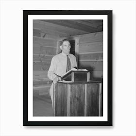 Mr Leatherman, Homesteader From Texas, Leading The Singing At Church Services, Pie Town, New Mexico By Art Print