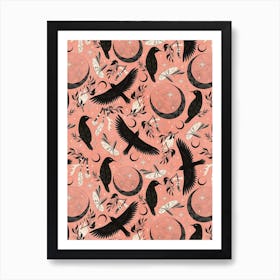 Raven Tarot Pink Art Print
