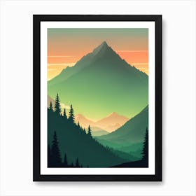 Misty Mountains Vertical Composition In Green Tone 59 Art Print