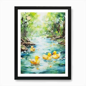 Yellow Duckling Collage Art Print