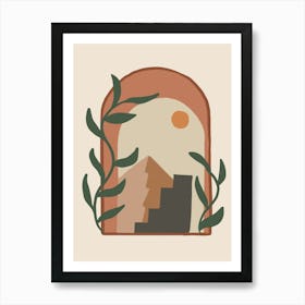 Natural Botanical Boho Minimalist Landscape Art Print