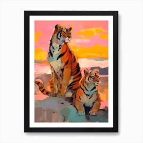 Tigers At Sunset Art Print