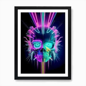 Neon Skull 3 Art Print