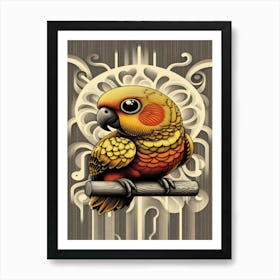 Pebbles Parrot Art Print