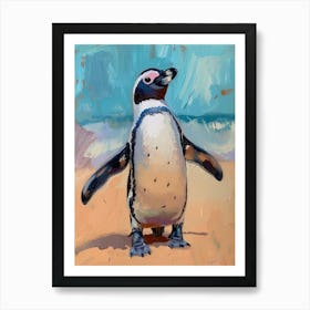 Galapagos Penguin Kangaroo Island Penneshaw Colour Block Painting 2 Art Print