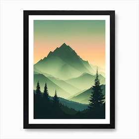 Misty Mountains Vertical Composition In Green Tone 90 Art Print