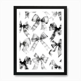 Black And White Bows 3 Pattern Art Print