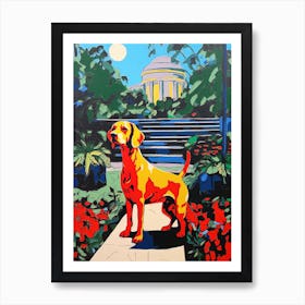 A Painting Of A Dog In Central Park Conservatory Garden, Usa In The Style Of Pop Art 04 Art Print