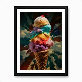 Rainbow Ice Cream Cone Art Print