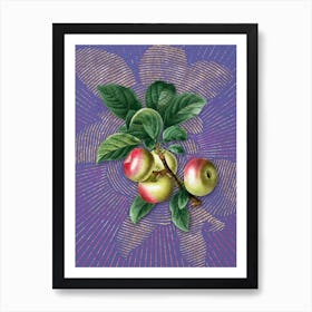 Vintage Apple Botanical Illustration on Veri Peri n.0108 Art Print
