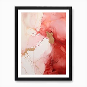 Red, White, Gold Flow Asbtract Painting 2 Art Print