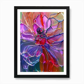 Acrylic Line Flower Art, Abstract Art Print