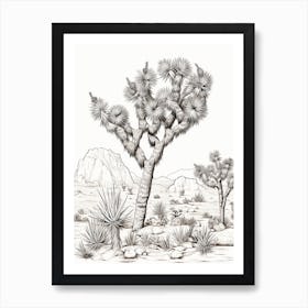  Detailed Drawing Of A Joshua Tree At Dawn In Desert 4 Art Print
