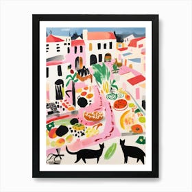 The Food Market In Sintra 3 Illustration Art Print