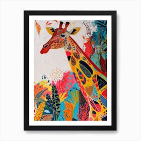 Giraffe In The Nature Illustration 1 Art Print