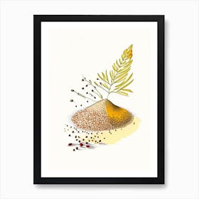 Mustard Seed Spices And Herbs Pencil Illustration 4 Art Print