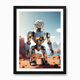 Robot In The Desert Art Print