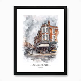 Hammersmith London Borough   Street Watercolour 4 Poster Art Print