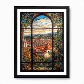 A Window View Of Prague In The Style Of Art Nouveau 3 Art Print