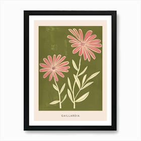 Pink & Green Gaillardia 1 Flower Poster Art Print