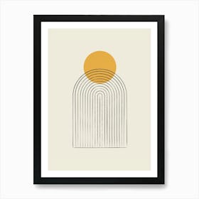 Sun Arch Arch Lines Gold - Minimal Abstract Mid-century Modern Art Print