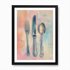 Kitsch Knife Fork Spoon Brushstrokes 2 Art Print