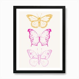 Butterflies In Pink And Yellow Art Print