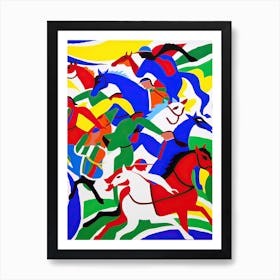 Horse Racing In The Style Of Matisse 1 Art Print