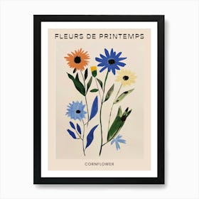 Spring Floral French Poster  Cornflower 3 Art Print