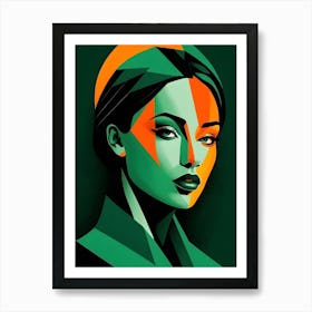 Geometric Woman Portrait Pop Art (22) Art Print