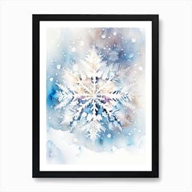 Winter Snowflake Pattern, Snowflakes, Storybook Watercolours 2 Art Print