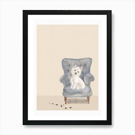 Cute Muddy Westie On Chair Art Print