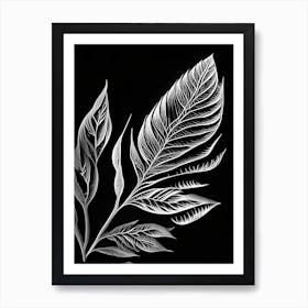 Willow Leaf Linocut 2 Art Print