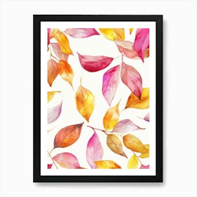 Watercolor Autumn Leaves Seamless Pattern 3 Art Print