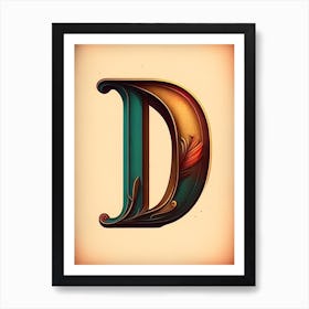D, Letter, Alphabet Retro Drawing 1 Art Print