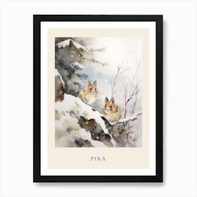 Winter Watercolour Pika 4 Poster Art Print