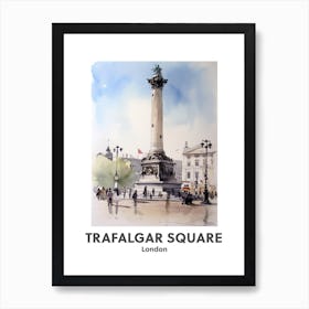 Trafalgar Square, London 4 Watercolour Travel Poster Art Print