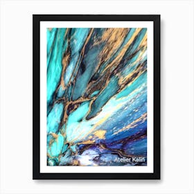 Turquoise And Gold Art Print