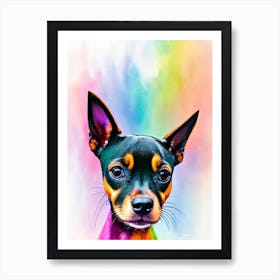 Miniature Pinscher Rainbow Oil Painting Dog Art Print