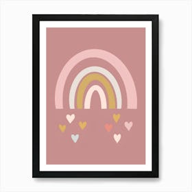 Rainbow With Hearts Art Print