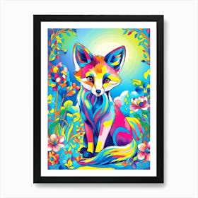 Fox In The Forest poly art Art Print