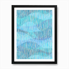 Linear Waves - Blue Art Print