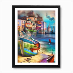 Colorful Boats On The Beach Art Print