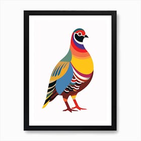 Colourful Geometric Bird Grouse 1 Art Print